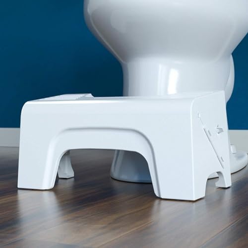 Squatty Potty Fold N Stow Compact Foldable Toilet Stool, White, 8", 1 lb