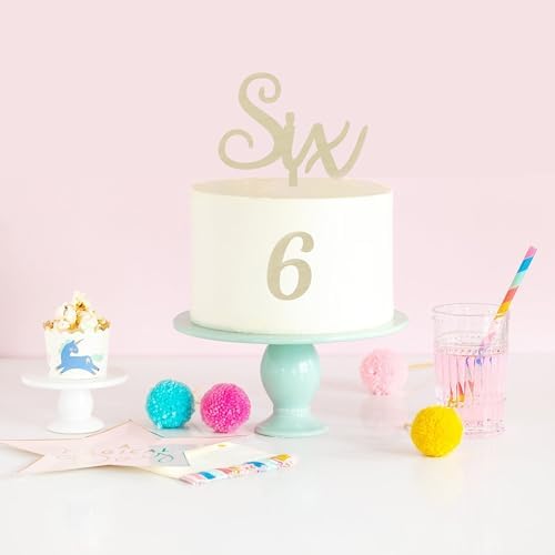 Six Wood Cake Topper 6th Birthday Cake Decoration Six Years Old Cake Topper Rural Wooden 6th Anniversary Party Photo Booth Props (6th birthday)