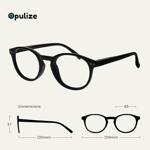 OPULIZE ZEN Reading glasses for Women Men,Scratch Resistant Round frame with Spring Hinges, Black,Light Brown,Dark Brown +2.5 (Pack of 3)