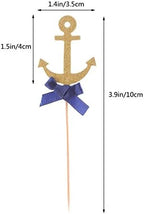 Nautical Cake Decorations Anchor Cupcake Toppers Picks for Ocean Navy Theme Party Baby Shower Birthday Wedding Party Decorations 20Pcs