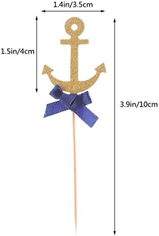 Nautical Cake Decorations Anchor Cupcake Toppers Picks for Ocean Navy Theme Party Baby Shower Birthday Wedding Party Decorations 20Pcs
