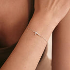 Moodear Mothers Day Gifts for Mom Wife Daughter Cross Bracelet, Dainty 925 Sterling Silver/14k Gold Plated CZ Chain Bracelets for Women Graduation Gift 2026 for Teen Religious Christian Jewelry