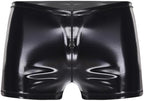 iiniim Men's Waterproof Latex Shorts Glossy PU Boxer Shorts Hot Pants Clubwear for Rave Party