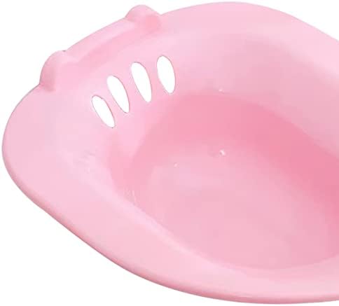 predolo Women Elderly Toilet Seat Sitz Bath Basin Wide Seating Area Hip Bath Tub Portable, Pink