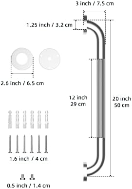 20 Inch Anti Slip Shower Grab Bar, Munzong Stainless Steel Bathroom Grab Bar, Satin Brushed Nickel Knurled Bathroom Balance Bar,Safety Hand Rail Support Handicap Elderly Senior Assist Bath Handle