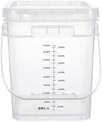 ASEVAT 2 PCS 1 Gallon Clear Square Food Grade Bucket with Graduated Markings & Lid, Heavy-Duty Plastic Pail with Comfort Grip Handle for Food Storage & Cleaning