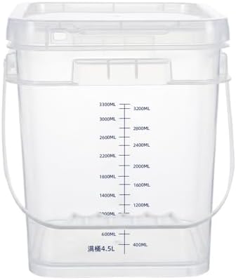 ASEVAT 2 PCS 1 Gallon Clear Square Food Grade Bucket with Graduated Markings & Lid, Heavy-Duty Plastic Pail with Comfort Grip Handle for Food Storage & Cleaning