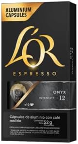 L'OR Espresso Capsules, 10 Count Onyx, Single-Serve Aluminum Coffee Capsules Compatible with the L'OR BARISTA System & *Nespresso Original Machines, 10 Count (Pack of 1)
