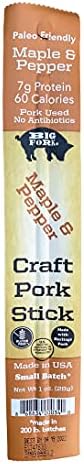 Big Fork Maple & Pepper Pork Snack Sticks – Small-Batch, Hickory-Smoked Meat Sticks | 100% Berkshire Pork with Real Maple & Black Pepper | Keto, Paleo, Gluten-Free, High-Protein Snack | 20 Count (1 oz Each)