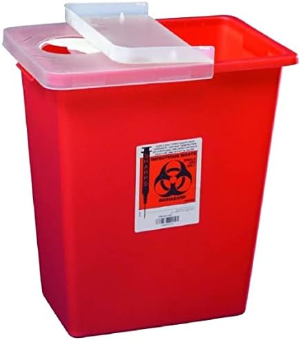 Kendall/Covidien Model#8980 Multipurpose Sharps Container w/Hinged Lid, 8 Gallon - Case