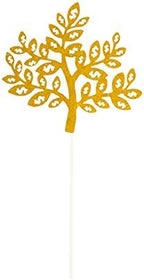 Restaurantware Top Cake 7 X 4.5 Inch Cake Toppers 10 Money Tree Design Cake Topper Inserts - Durable With Glitter Detail Gold Paper Cake Decoration Birthday Baby Shower Wedding Supplies