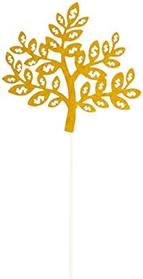 Restaurantware Top Cake 7 X 4.5 Inch Cake Toppers 10 Money Tree Design Cake Topper Inserts - Durable With Glitter Detail Gold Paper Cake Decoration Birthday Baby Shower Wedding Supplies