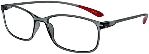 OPULIZE ICE Reading glasses for Women Men,Scratch Resistant Rectangular frame with Spring Hinges, Crystal Grey,Crystal Dark Red +2.5 (Pack of 2)