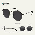 OPULIZE SOL Reading Sunglasses for Women Men,Tinted Lens with UV400 Protection,Scratch Resistant Round Metal frame with Spring Hinges, Matt Gunmetal With Black Tips +1.5 (Pack of 1)