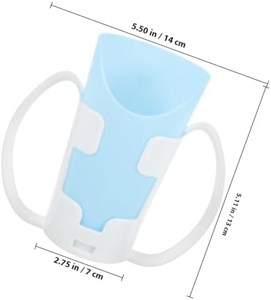 CHILDWEET Elderly Convalescent Feeding Cup with Lid and Base, Choking-proof Liquid Diet Drinking Cup for Bedridden Patients, Anti-spill Blue Drinking Aid for Dysphagia Care