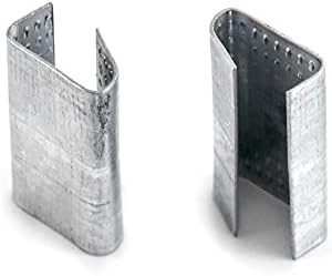 QWORK Seals for 1/2" Strap Width Steel Strapping, 500 Pcs Metal Clips for Firmly Securing Packaging and Pallet Banding, Fix Large and Medium-sized Loads for Storage and Transportation