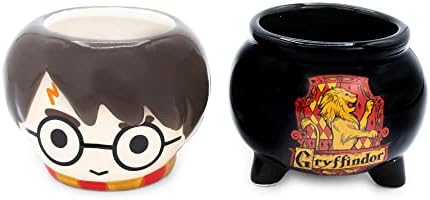 Silver Buffalo Harry Potter Gryffindor Cauldron 2pc Ceramic 3D Sculpted Mini Cup Set, Perfect as a Sugar, Cream, or Milk set, 3.5 Ounces