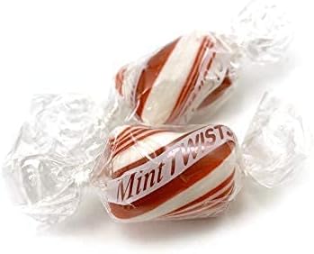 Peppermint Red & White Cylinder Shaped Mint Candy Twists - 5 Pounds-Individually Wrapped