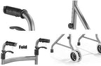 Aluminum Alloy Folding Walking Frame with Wheeled Walker Aid for Standard Disabled Walker for The Elderly-Height Adjustable Elderly Walker