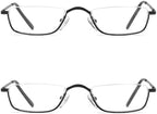 Half Reading Glasses, Half Lens Frame Metal Readers for Women Men