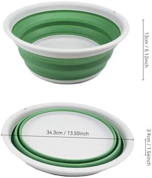 SAMMART 7.5L (1.98 Gallon) Collapsible Tub - Foldable Dish Tub - Portable Washing Basin - Space Saving Plastic Washtub (Light Grey/Dark Sea Green)