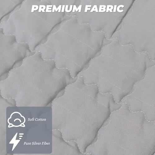 Grounding Mat, 35x50 Inch, Cotton Grounding Pad with Silver Fiber, Grounding Mat for Bed, Improves Sleep Wellness, Gray