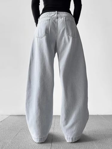 Baggy Hip Hop Jeans for Men Wide Leg Skater Denim Pants Casual Loose Fit Long Trousers