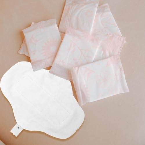 Reusable Menstrual Pads 3Pcs Washable Cotton Sanitary Towels with Strong Absorption Breathable Cloth Liners for Women Heavy Flow Comfortable Sanitary Napkins