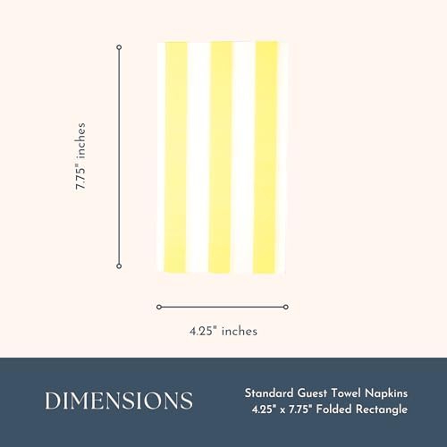 Bonjour Fete Yellow Cabana Stripe Paper Guest Towels | Large, Disposable, 3-Ply Napkins | Premium Party Supplies & Decorations | Holidays, Kids Themed Birthday Parties | Pack of 20, 4.25" x 7.75"