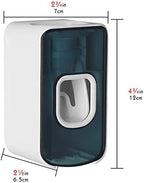 2 Slot Toothbrush Holder and Toothpaste Dispenser Wall Mounted, Automatic Toothpaste Squeezer, 2 in 1 Tooth Brush Toothpaste Organizer for Shower (Blue)