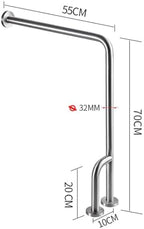 Shower Handicap Grab Bars for Bathroom Wall, Curved Stainless Steel Toilet Grab Bar Toilet with Legs,Wall Mounted Floor-Standing Safety Handrail, Support Handle for Seniors Disabled, 55×70cm Left