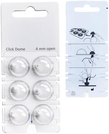 Click Dome 4mm Open for Connexx,Siemens,Signia and Rexton RIC Hearing Aids with Cleaning Brush Tools (4MM)