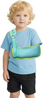 Kids Arm Sling Shoulder Immobilizer，Breathable Mesh Medical Slings for Elbow，Adjustable Rotator Cuff Support Brace, Fit Left or Right Clavicle and Wrist Injury, Forearm Fracture, Surgery Recovery (Blue, Small)