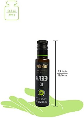 PÖDÖR Premium Rapeseed Oil - 3.4 fl. Oz. - Cold-Pressed, 100% Natural, Unrefined and Unfiltered, Vegan, Gluten-Free, Non-GMO in Glass Bottle