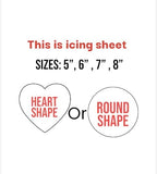 Custom Calendar Edible Icing Sheet Topper, 5-8 Inch, Round or Heart Shape Available in pink design