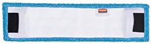Rubbermaid Commercial Products 18 inch Adaptable Flat Mop Microfiber Pad, Blue, for Janitorial/Professional Cleaners and Light-Duty Cleaning/Mopping with Tab/Pocket Functions