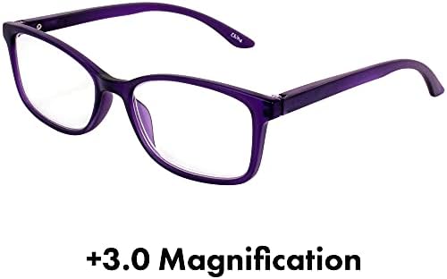 Birdz Eyewear BPA-Free Reading Glasses – Royal Purple Soft-Touch Frame, Clear Lenses, +3.0 Magnification – Non-Toxic PCTG Material, Comfortable All-Day Fit