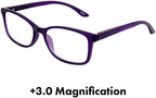 Birdz Eyewear BPA-Free Reading Glasses – Royal Purple Soft-Touch Frame, Clear Lenses, +3.0 Magnification – Non-Toxic PCTG Material, Comfortable All-Day Fit