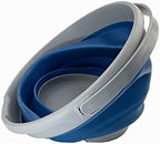 SAMMART 10L (2.6 gallons) Collapsible Plastic Bucket - Foldable Round Tub with Handle- Portable Fishing Bucket/Water Pail - Pop Up Saving (Grey/Mist Blue)