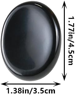 Black Obsidian Crystal Rock Worry Stones for Kids, Oval Palm Stone, Thumb Stone, Crystals and Healing Stones Quartz Bulk for Wicca, Reiki, Healing Energy, Chakra Stones, Witchcraft Supplies(1PCS