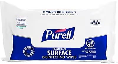 PURELL Healthcare Disinfecting Wipes, 72 Wipes/Pack, Surface Disinfection