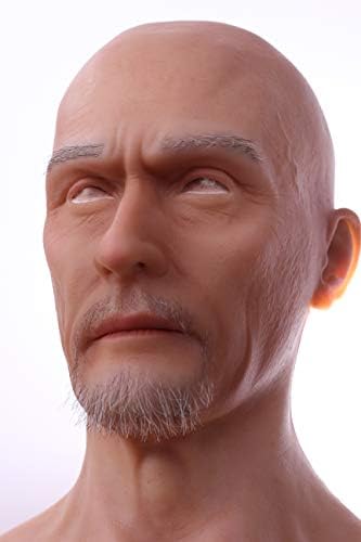EQAIWUJIE silicone Mask Face Realistic Old Man Mask Full Head Halloween Masks Cosplay Party Mask