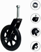Wheelchair Accessories Caster Assembly with Aluminum Front Fork, Installing 6 Inch Solid Caster. Fit for Front Wheel Installation of Most Manual Wheelchairs and Children's Wheelchairs (Black 1 Ea)