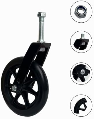 Wheelchair Accessories Caster Assembly with Aluminum Front Fork, Installing 6 Inch Solid Caster. Fit for Front Wheel Installation of Most Manual Wheelchairs and Children's Wheelchairs (Black 1 Ea)