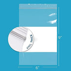 GPI - 6" x 9" - Bulk Pack of 100, 4 Mil Thick, Heavy Duty, Clear Plastic Reclosable Zip Bags, With Write-on White Block for Labeling, Strong & Durable Poly Baggies With Resealable Zipper Top Lock.