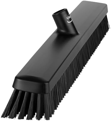 Vikan 31959 24" Heavy-Duty Push Broom, Soft/Stiff, Black
