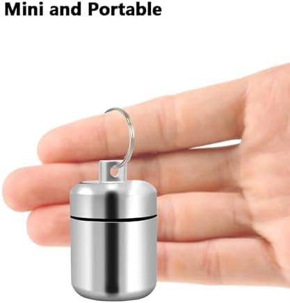 SagaSave Small Portable Pill Case, Waterproof Aluminum Metal Pill Box Organizer Holders with Keychain, Medicine Bottle Pill Containe for Outdoor Camping Travel (Red)