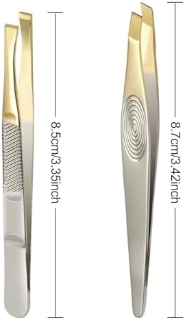 Tweezers, 2Pcs Eyebrow Tweezers Set, Stainless Steel Slant Tweezer, Facial Hair Remover for Women and Men