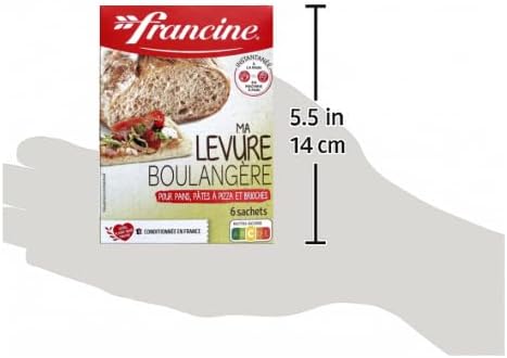 Francine - yeast for baking bread - (6x5g sachets) 30g - bread machine yeast - levadura para hacer pan - Instant dry yeast. Plant-based. French Imported.