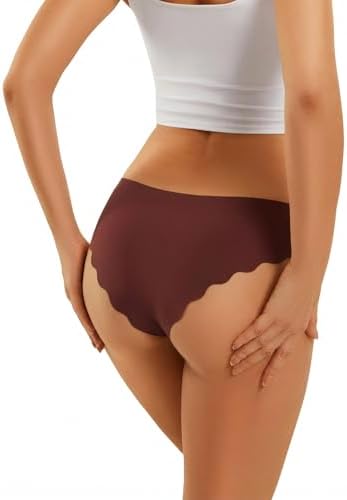 Women’s Seamless Underwear, No Show Bikini Briefs, Soft Stretch Panties, Invisibles Underwear for Women, 6 Pack